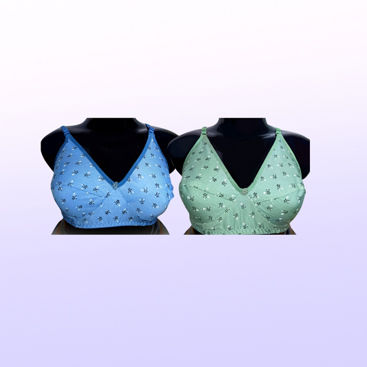 ByouBra Blue Green Stylish Bra Set of 2